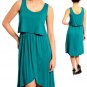 Dark Jade Green High Low Wrap Skirt Comfy Dress size L