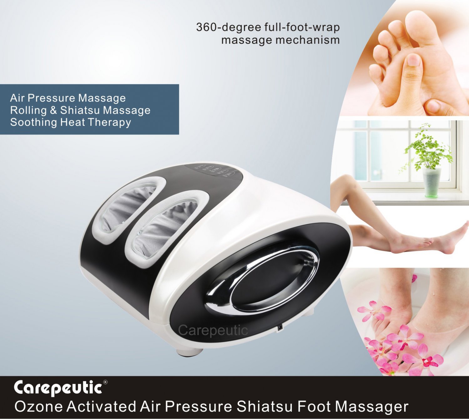 Carepeutic Ozone Activated Full Foot Wrap Air Pressure Shiatsu Foot