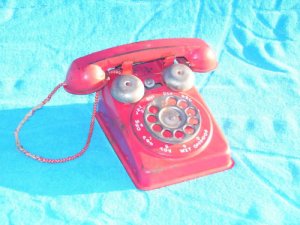 ANTIQUE STEEL STAMPED TOY PHONE THE STEEL STAMPING CO.