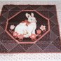 Sweet Bunny Rabbit Pillow Panel with Coral Flowers