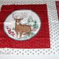Christmas Deer Doe & Buck Pillow Panel-Hollyberries