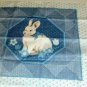 Sweet Bunny Rabbit Pillow Panel with Blue Flowers