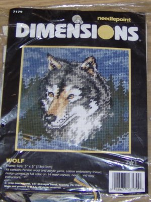 Dimensions Wolf, Gray & Blue Wolf Head, Very Pretty,NIP