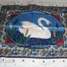 White Swan and Cattails Pillow Panel Front - Pretty