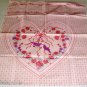 Pink Heart Panel - Flowers, Ribbons, Birds - Pretty