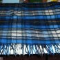 BLUE PLAID FRINGED FLEECE THROW - COMFY,WARM, PRETTY