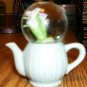 BLUE TEAPOT WATERBALL WITH ROSE - PRETTY- SPARKLY