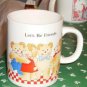 Let's Be Friends Bear Cup,Dancing Bears,Checked Border
