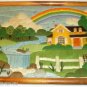 PRETTY CREWEL PICTURE, HANDMADE, FARM SCENE