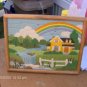 PRETTY CREWEL PICTURE, HANDMADE, FARM SCENE