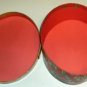 Red Hat Box Container with Gold Ribbon, Holly Sprigs