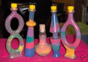 Pretty Sand Bottles, Rainbow Colors, Different Shapes