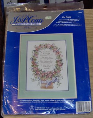 VERY PRETTY "GIVE THANKS" SAMPLER FROM J&P COATS - 1992