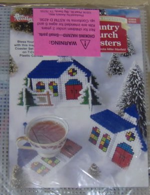 COUNTRY CHURCH COASTERS - BLESS YOUR HOUSE! SEE!