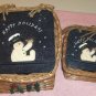 Happy Holidays Wicker Baskets With Snowmen, Set of 2