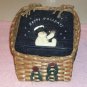Happy Holidays Wicker Baskets With Snowmen, Set of 2