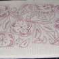 APPLIQUED FLOWER RUG - TAN & BURGUNDY- PRETTY