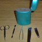 VERY NICE FINGERNAIL SET IN CASE - TURQUOISE METAL