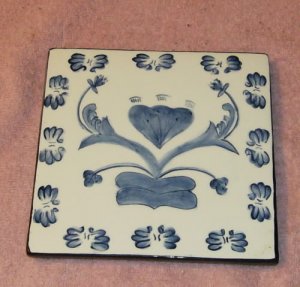 Blue Trivet With Heart Design, Very Pretty