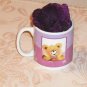 Purple Bear in Mini Teacup, So Cute,Raspberry Ribbon
