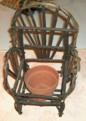 Bamboo Wicker Style Chair With Planter,Plant or Decor