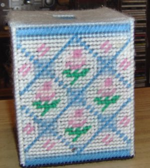 Handmade Tissue Box Cover with Roses & Diamond Design