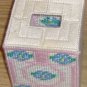 Handmade Pink & Blue Tissue Box Cover, Boutique Style