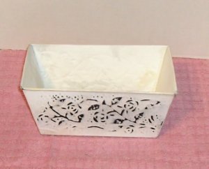 Antique White Metal Loaf Pan Decorator Container,Pretty