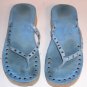 Blue Thong Shoes,High Sole,Silver Simulated Studs,Cute