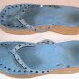 Blue Thong Shoes,High Sole,Silver Simulated Studs,Cute