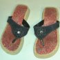 Blue Denim Thong Shoe With Jewel,Red Hanky Lining