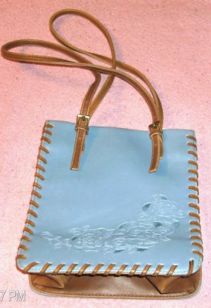 Blue Rose Man-Made Leather Bucket Syle Purse, Very Cute