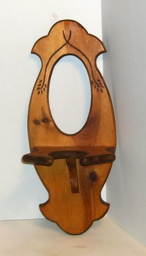 Wooden Wall Sconce,Engraved Design,With A Shelf,Pretty