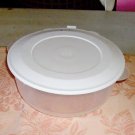 White Storage Bowl, Clear Frosted With White Lid
