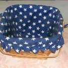 Wicker Basket With Blue Lining and White Stars,Pretty