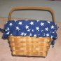 Wicker Basket With Blue Lining and White Stars,Pretty