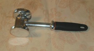 Silver & Black Rubber Handled Meat Tenderizer