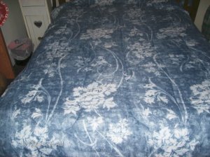 Pretty Blue Floral Bed Set,Included Curtains & Ruffle