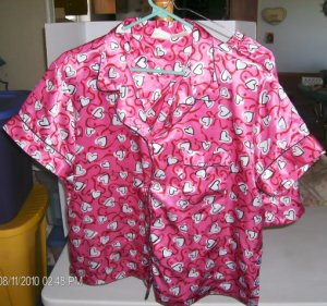 Delicate Treasures Red Hearts & Ribbons Shortie Pajamas, Polyester, Size Large