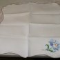 Pretty Set of 2 Hand Embroidered Napkins, Blue Flower & Red Flower,Finished Edge