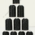 10 BLACK POLYESTER EMBROIDERY MACHINE THREAD 1000M