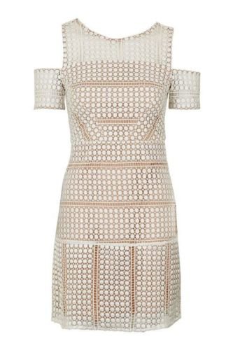 NWT $130 Topshop Circle Lace Cold-Shoulder Dress SIZE US 2 EUR 34 UK 6