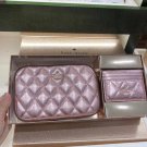 NWT $359 Kate Spade Glimmer Boxed Quilted Metallic Crossbody Set Mitten Pink