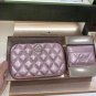 NWT $359 Kate Spade Glimmer Boxed Quilted Metallic Crossbody Set Mitten Pink
