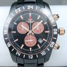 NEW ONISS MENS BLACK CERAMIC SWISS CHRONOGRAPH WATCH
