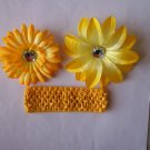 Yellow Flower Clips with Matching Headband