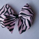 FUNKY ZEBRA--Hair Bow--Pink and Black Zebra Print