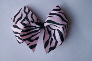 FUNKY ZEBRA--Hair Bow--Pink and Black Zebra Print