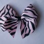 FUNKY ZEBRA--Hair Bow--Pink and Black Zebra Print