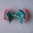 Sheer Pink with Blue--Hair Bow